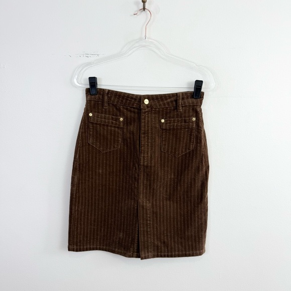 GANNI Brown Stretch Corduroy Mini Skirt Organic Cotton Size 38 - Picture 2 of 8